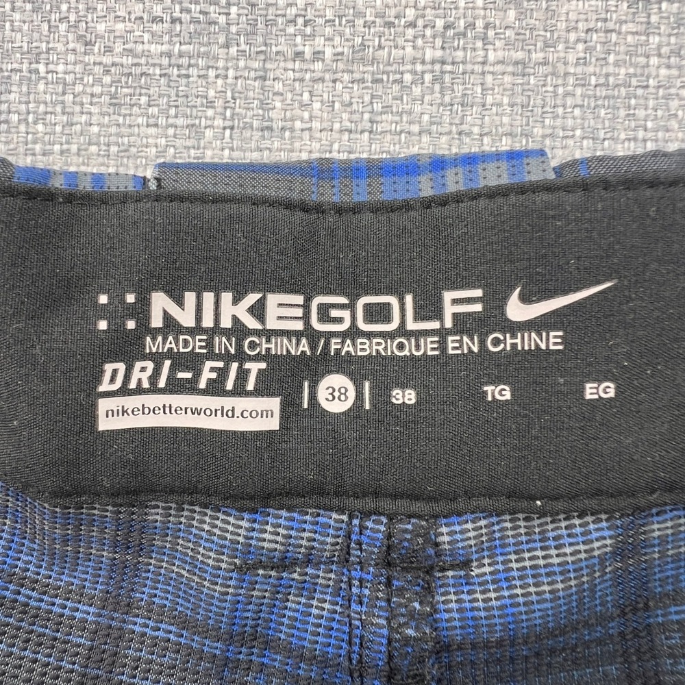 Nike Golf Dri-FIT Plaid Shorts Men 38 Blue Performance Stretch Athletic Preppy - Picture 3 of 10